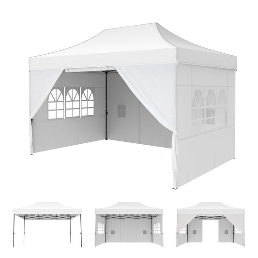 Captiva Designs 10x15 Pop Up Outdoor Commercial Heavy Duty Party Tent, White