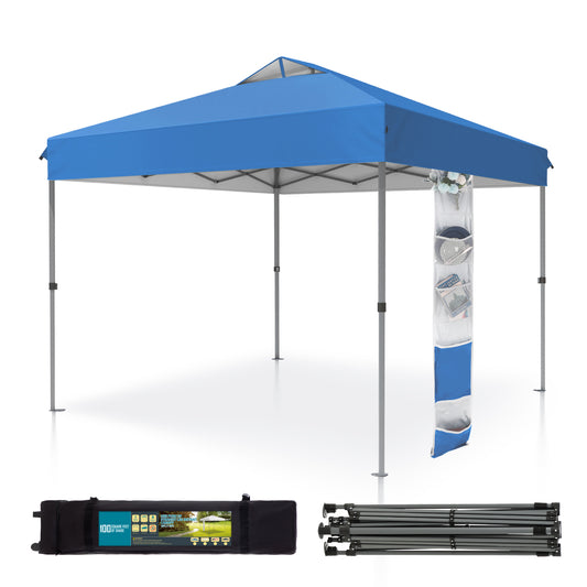 Captiva Designs 10’x10’ Instant Pop Up Canopy Tent – One-Push Setup with Vented Roof, Includes Storage Bag and Accessories