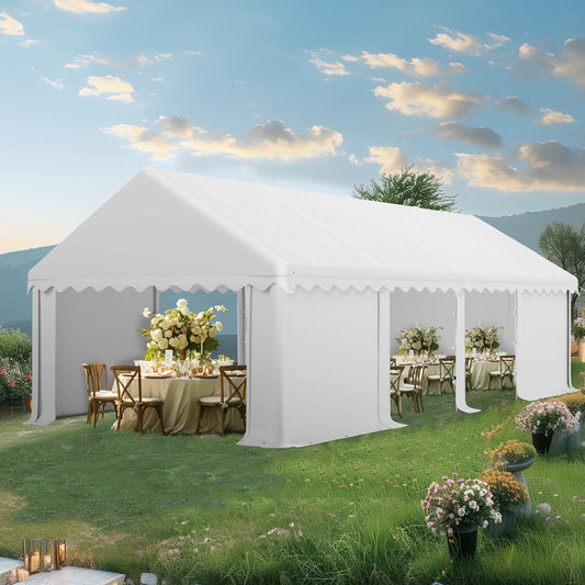 Captiva Designs 13 ft. x 30 ft. Outdoor Canopy Party Tent with Removable Side Walls - White