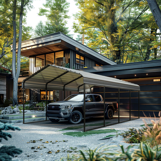 Captiva Designs 12’ x 20’ Heavy Duty Metal Carport - Versatile Shelter with Optional Sidewalls