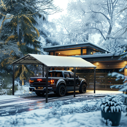 Captiva Designs 10’ x 20’ Heavy Duty Metal Carport with Galvanized Steel Roof for Vehicles, Boats, and Tractors