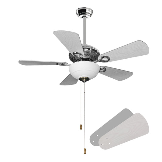 Captiva Designs 42" Ceiling Fan with Light, Low Profile Fan with Pull Chain & 5 Reversible Blades, 3-Speed DC Motor, E26 Base