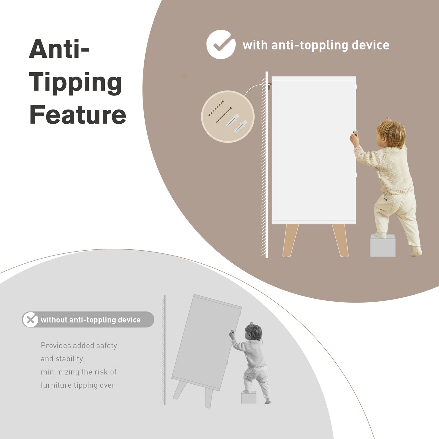 Captiva Designs Farmhouse Console Table with Shelf or Drawers, Narrow 2-Tier Entryway or Hallway Table, Ivory Finish