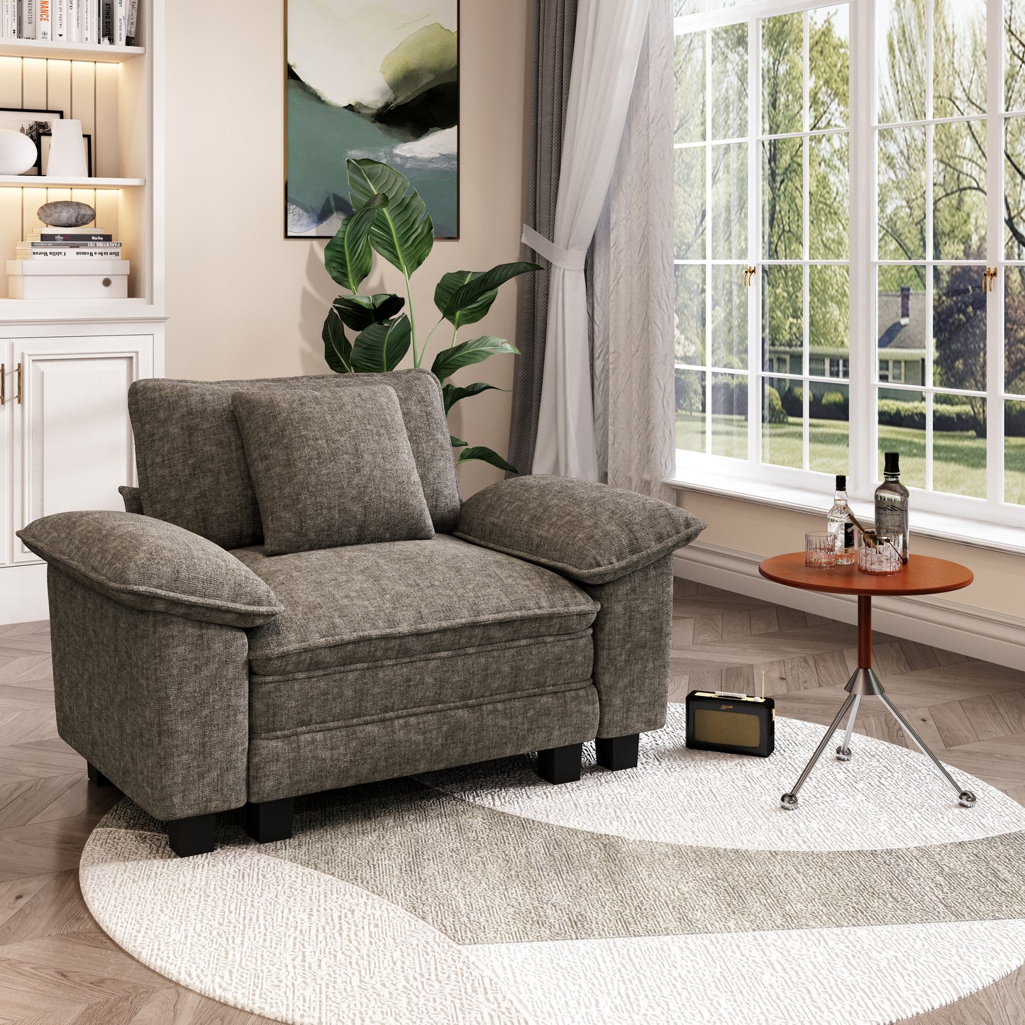 Captiva Designs Oversized Deep Seat Armchair, 1-Seater Upholstered Accent Chair, Reading Chair