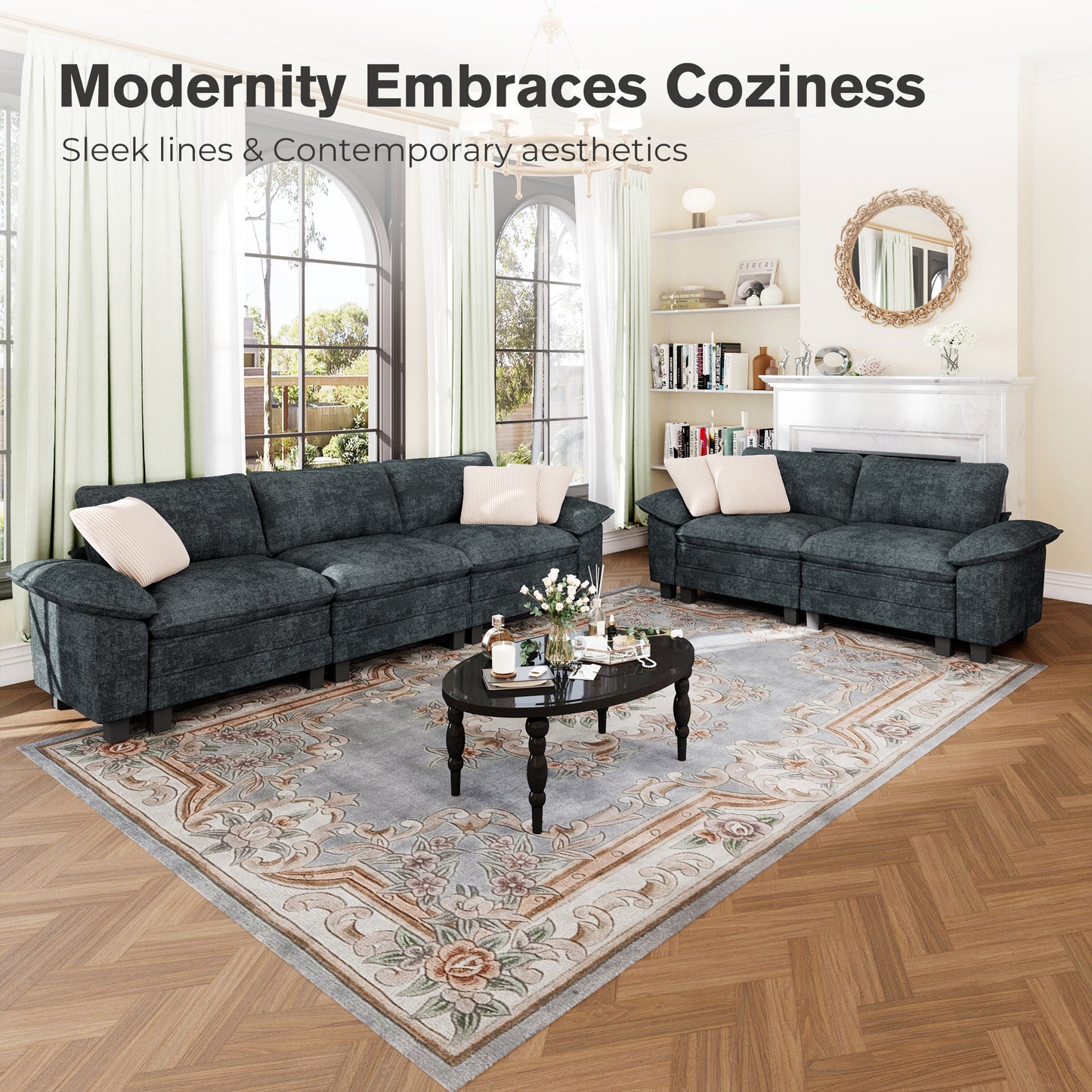 Captiva Designs Oversized Deep Seat Armchair, 1-Seater Upholstered Accent Chair, Comfy Corduroy Reading Chair