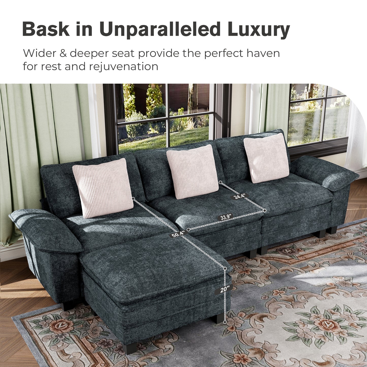 Captiva Designs Oversized Deep Seat Armchair, 1-Seater Upholstered Accent Chair, Comfy Corduroy Reading Chair