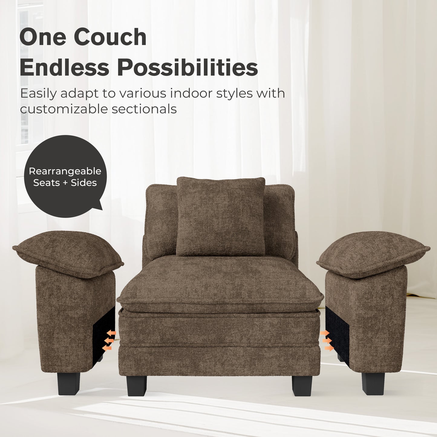 Captiva Designs Oversized Deep Seat Armchair, 1-Seater Upholstered Accent Chair, Comfy Corduroy Reading Chair