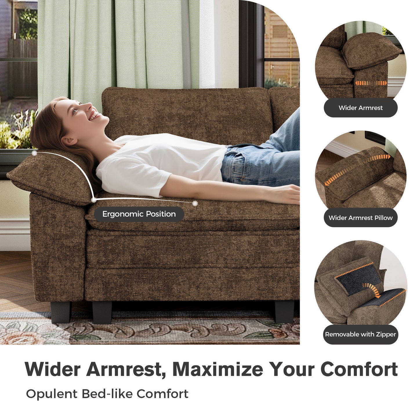 Captiva Designs Oversized Deep Seat Armchair, 1-Seater Upholstered Accent Chair, Comfy Corduroy Reading Chair