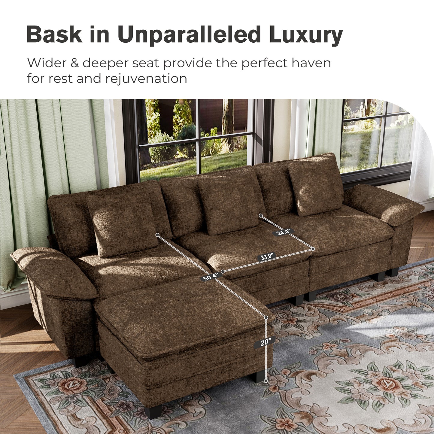 Captiva Designs Oversized Deep Seat Armchair, 1-Seater Upholstered Accent Chair, Comfy Corduroy Reading Chair