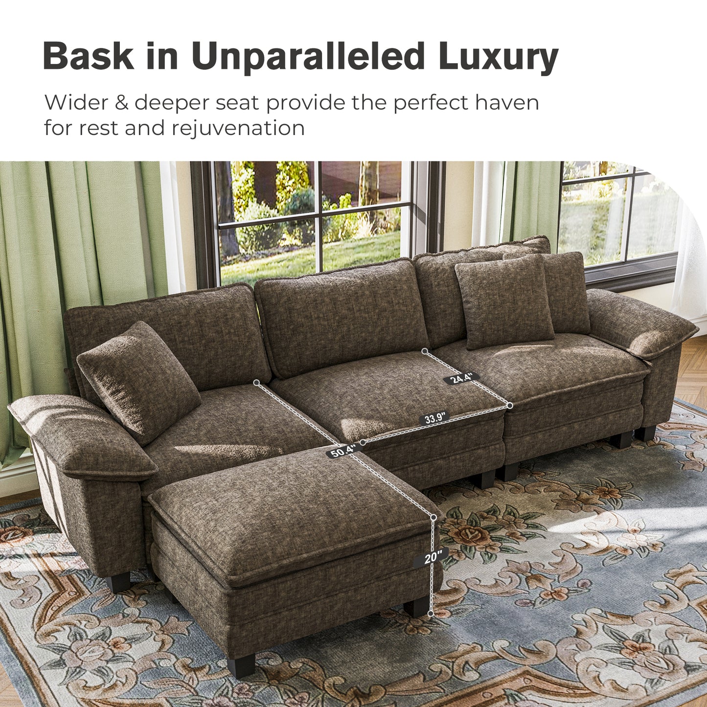 Captiva Designs Oversized Deep Seat Armchair, 1-Seater Upholstered Accent Chair, Comfy Corduroy Reading Chair