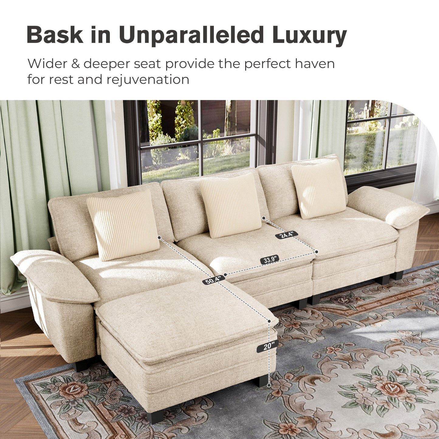 Captiva Designs Oversized Deep Seat Armchair, 1-Seater Upholstered Accent Chair, Comfy Corduroy Reading Chair