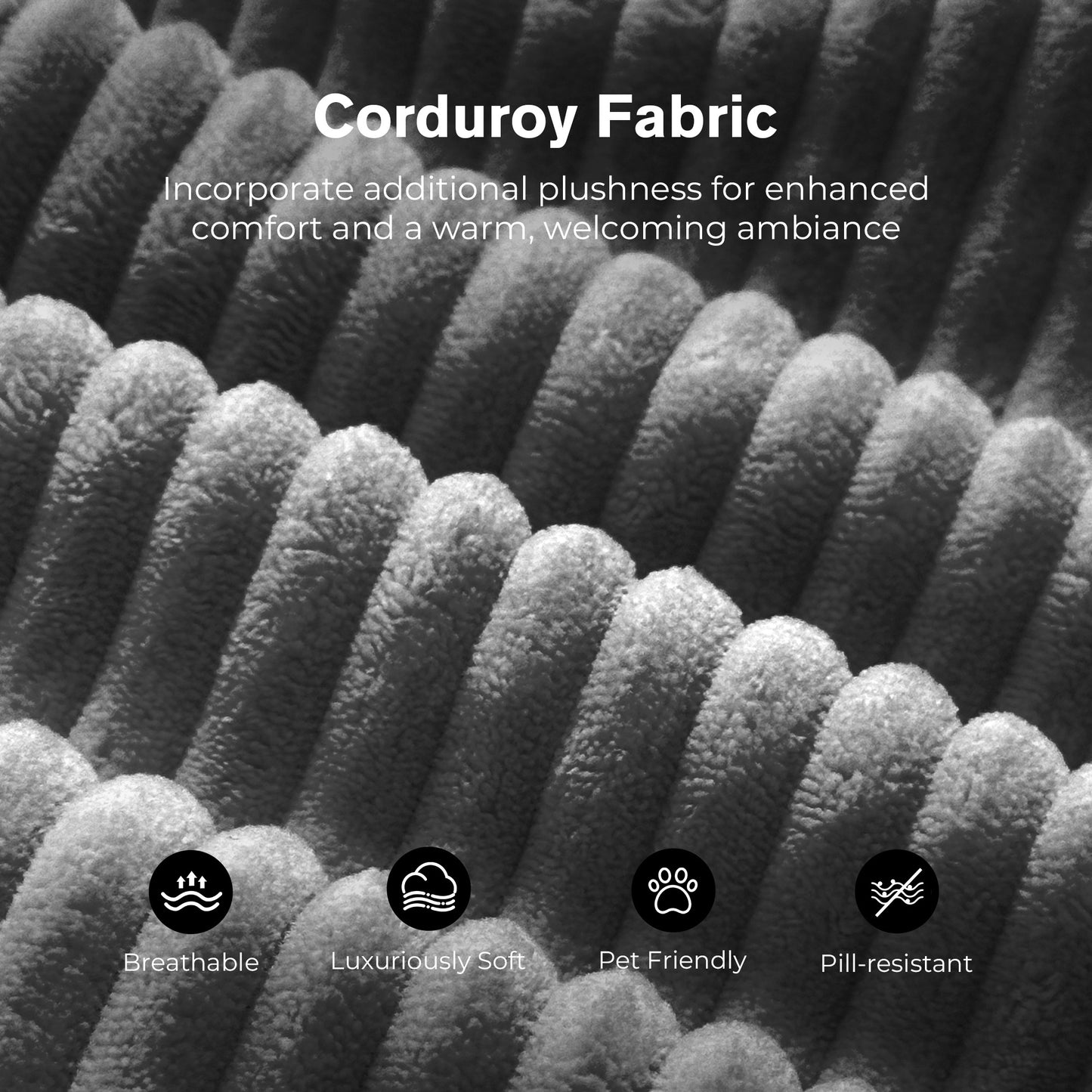 Captiva Designs Oversized Deep Seat Armchair, 1-Seater Upholstered Accent Chair, Comfy Corduroy Reading Chair