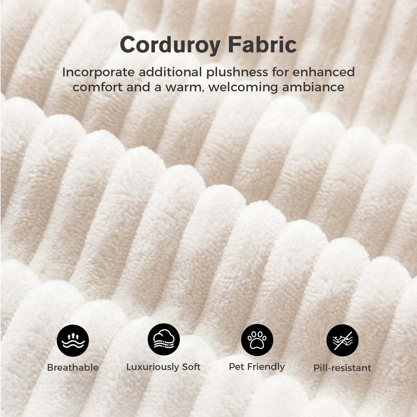 Captiva Designs Oversized Deep Seat Armchair, 1-Seater Upholstered Accent Chair, Comfy Corduroy Reading Chair