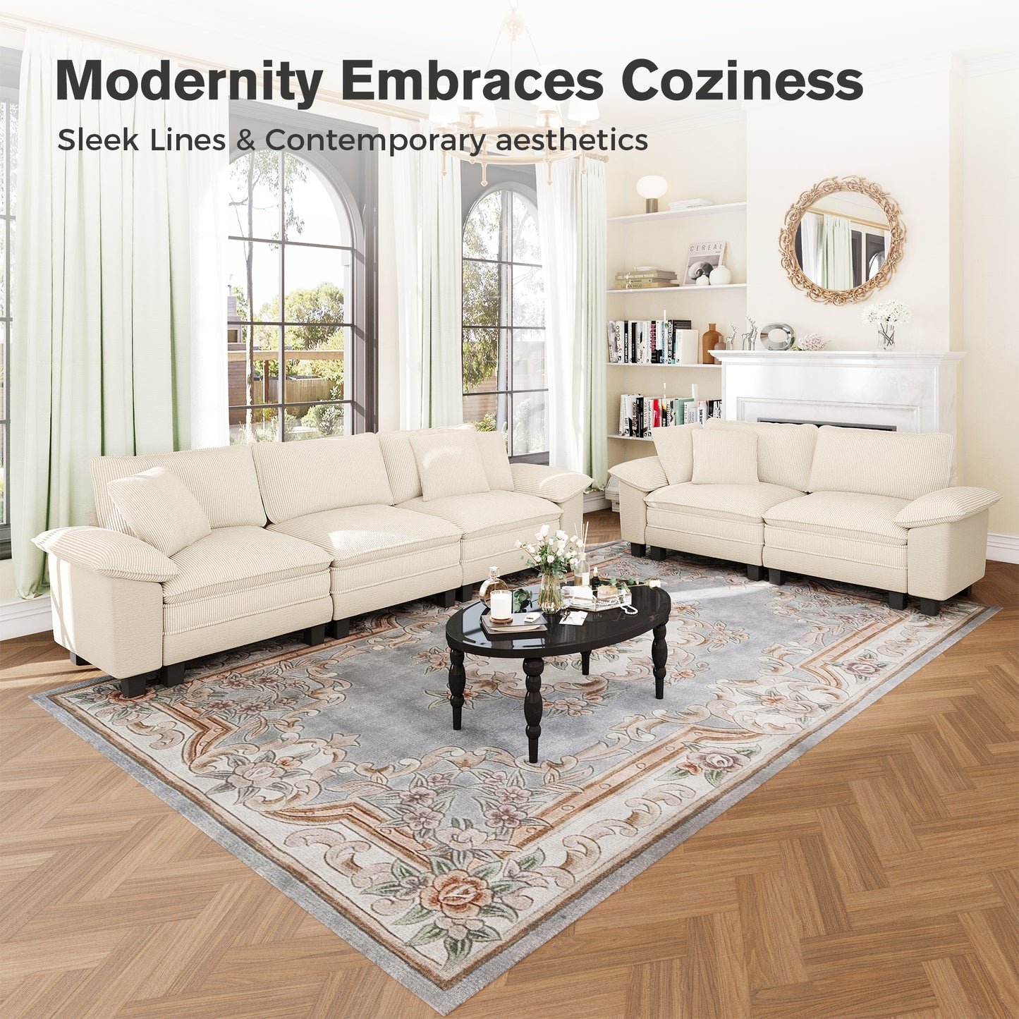 Captiva Designs Oversized Deep Seat Armchair, 1-Seater Upholstered Accent Chair, Comfy Corduroy Reading Chair