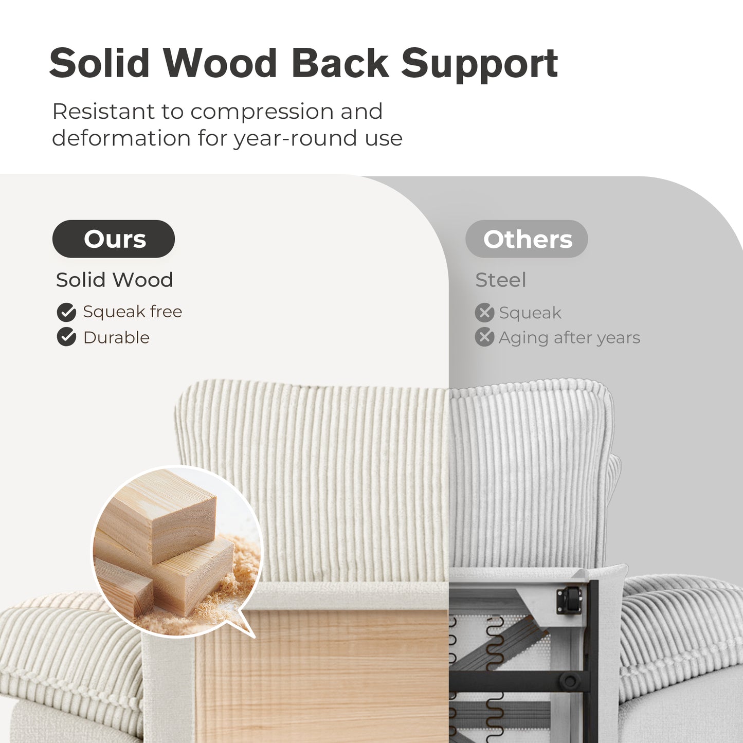 Captiva Designs Oversized Deep Seat Armchair, 1-Seater Upholstered Accent Chair, Comfy Corduroy Reading Chair