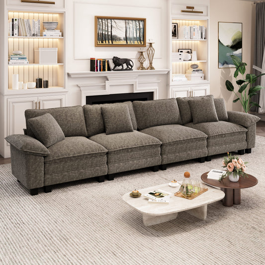 Captiva Designs Cloud Modular Sofa, 157.5" Sectional Couch with Deep Seats, 4-Seater Upholstered Sofa for Living Room