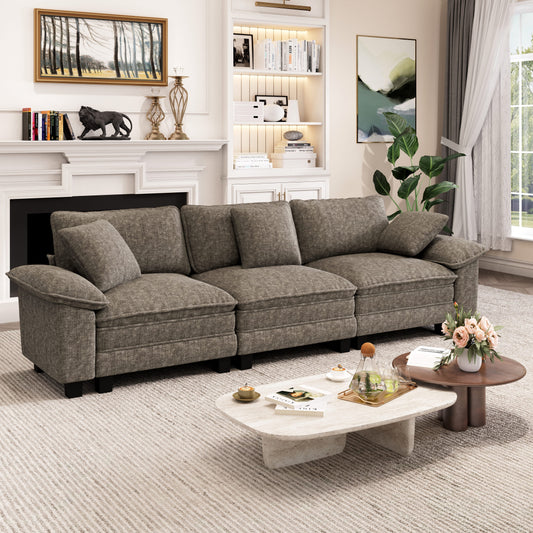 Captiva Designs 123.6" Cloud Modular Sofa, 3-Seater Deep Seat Sectional Couch for Living Room