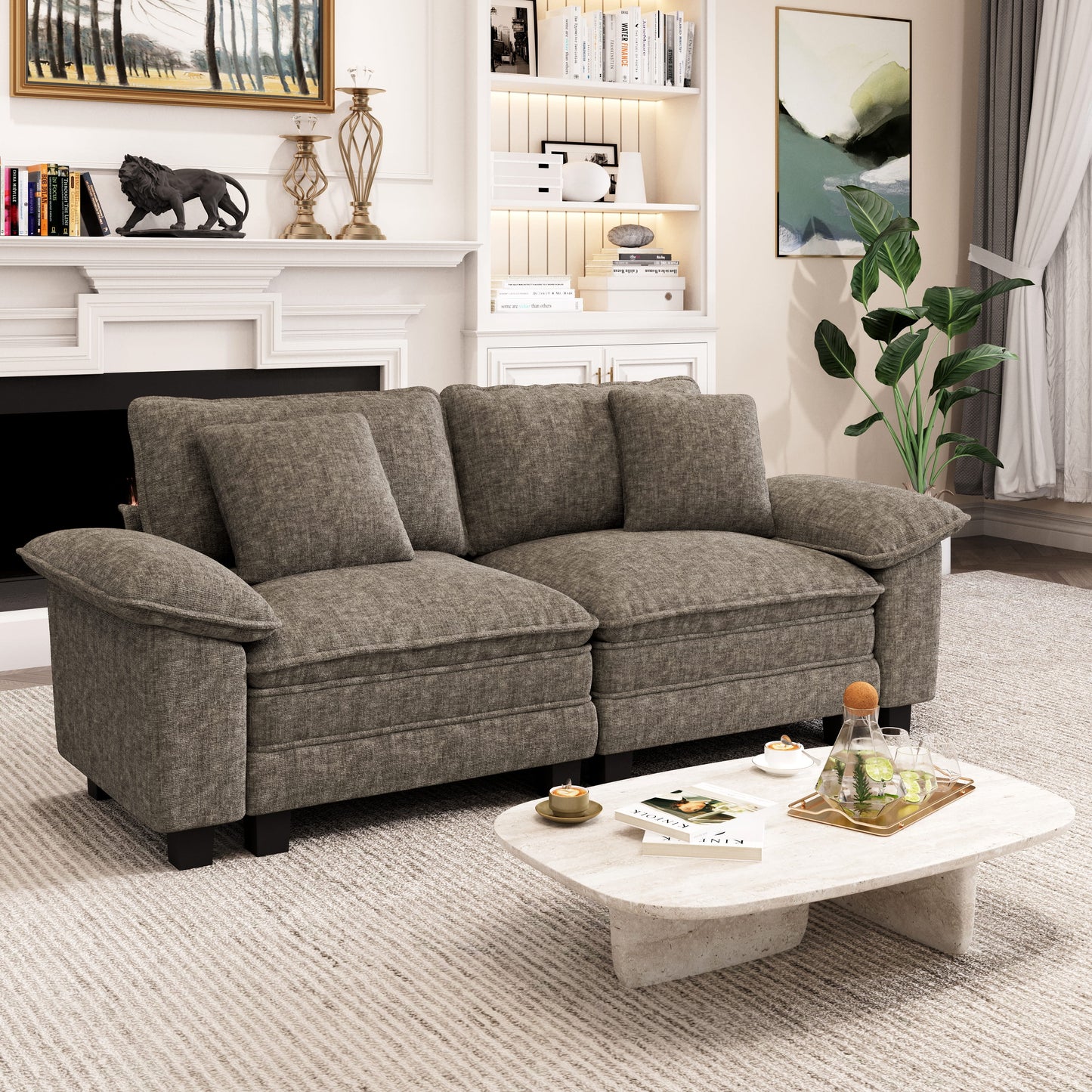 Captiva Designs Modular 2-Seater Loveseat Sofa, 87.5" Deep Sectional for Living Room & Bedroom