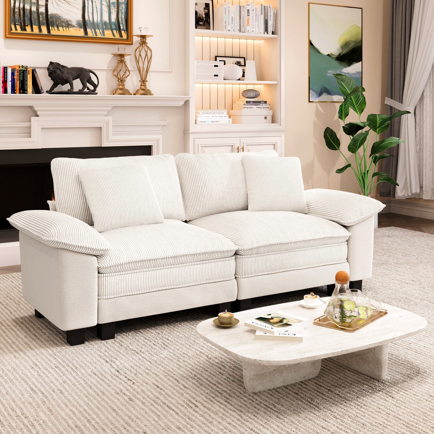 Captiva Designs Modular 2-Seater Loveseat Sofa, 87.5" Deep Sectional for Living Room & Bedroom