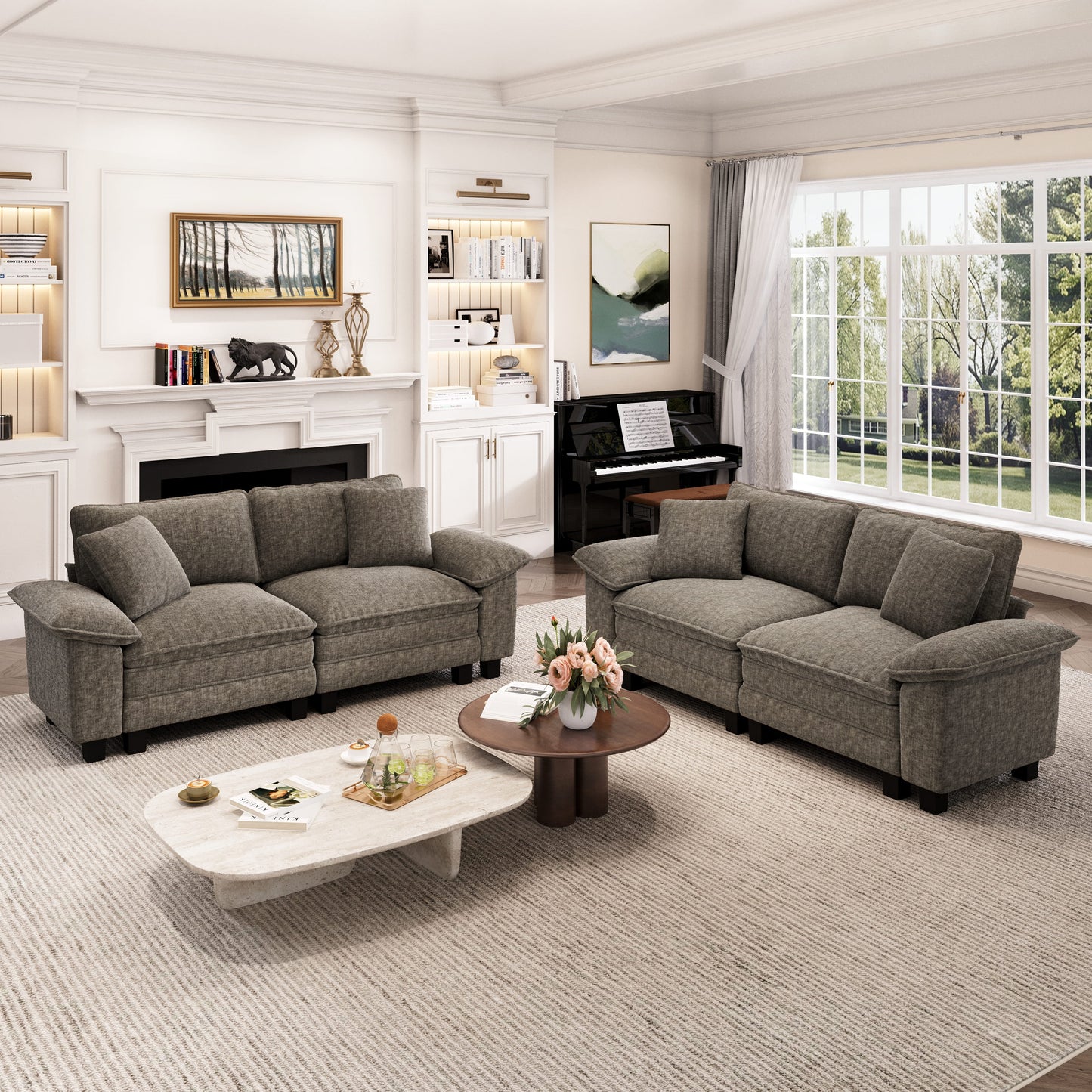 Captiva Designs Cloud Modular Loveseat Sofa Set, 2-Piece Sectional Couch with Deep Seats