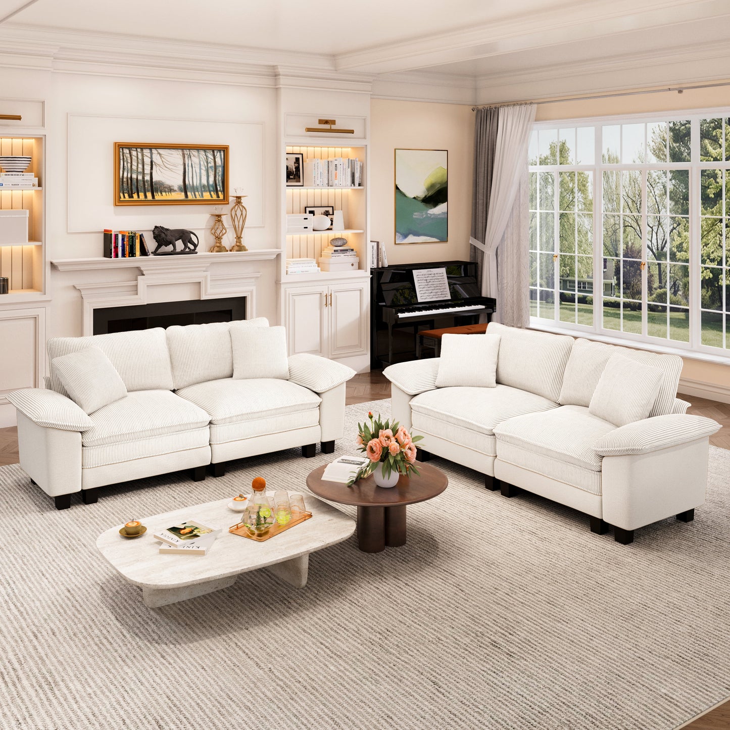 Captiva Designs Cloud Modular Loveseat Sofa Set, 2-Piece Sectional Couch with Deep Seats