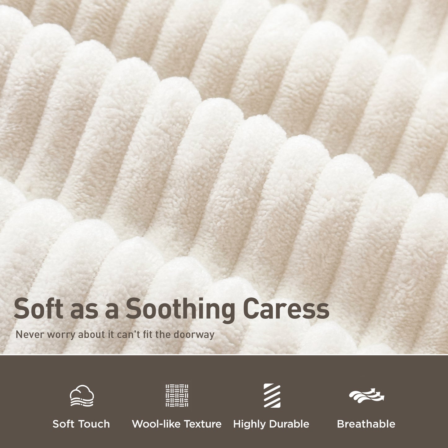 Captiva Designs 124" L-Shaped Sectional Sofa with Ottoman and 3 Pillows, 4-Seater Modular Cloud Couch for Living Room, Corduroy Fabric