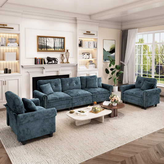Captiva Designs 3-Piece Modular Cloud Sectional Sofa, Oversized Deep Seat Couch with Throw Pillows, 5-7 Seater