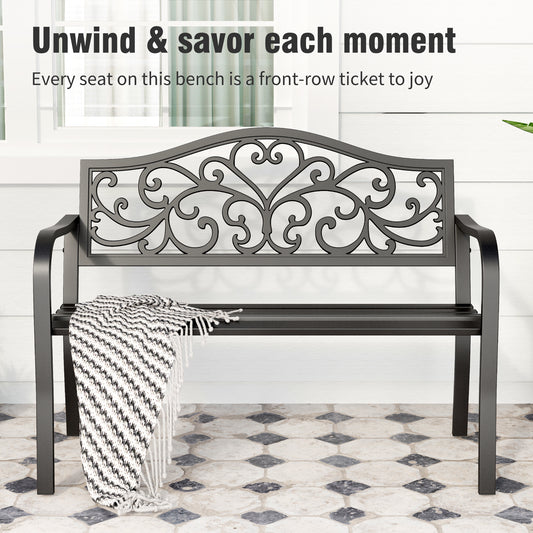 Captiva Designs Two Seat Cast Steel Garden Bench - Choose Between Apple Back or Butterfly Back Designs