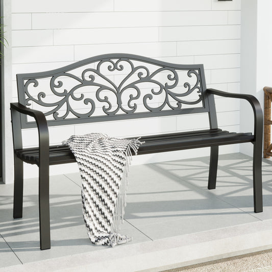 Captiva Designs Two Seat Cast Steel Garden Bench - Choose Between Apple Back or Butterfly Back Designs