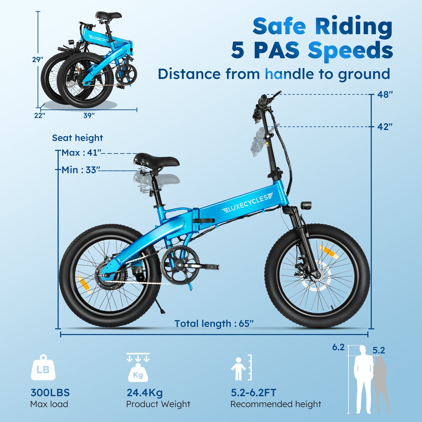 Captiva Designs Folding Bike for Adults, 20" Fat Tire bike, Up to 28Mph & 50 Miles, Bicycle for Commuting, Beach, Snow, Mountain