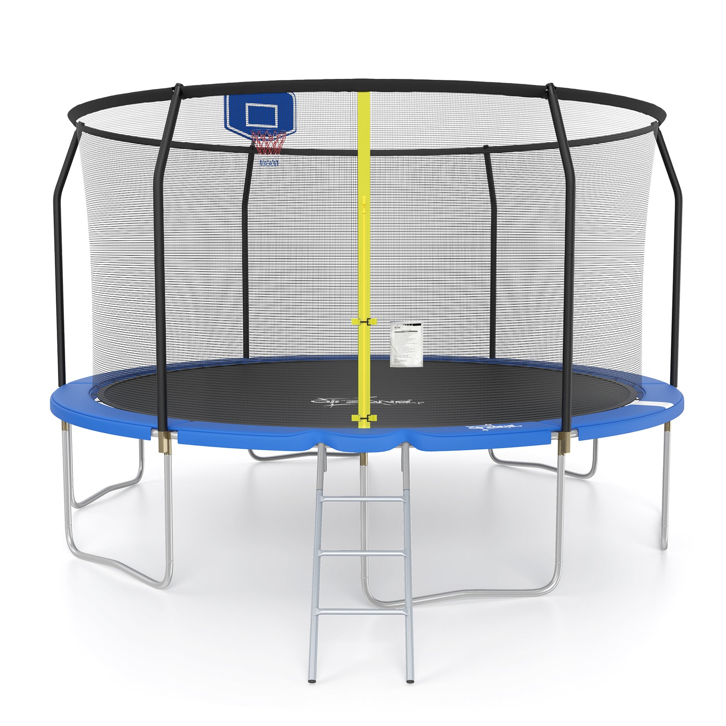 Captiva Designs Trampoline with Basketball Hoop, 14FT/15FT ASTM Approved Outdoor Trampoline with Safety Net & Ladder