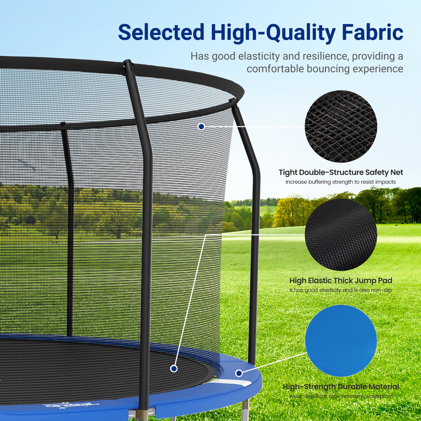 Captiva Designs Trampoline with Basketball Hoop, 14FT/15FT ASTM Approved Outdoor Trampoline with Safety Net & Ladder