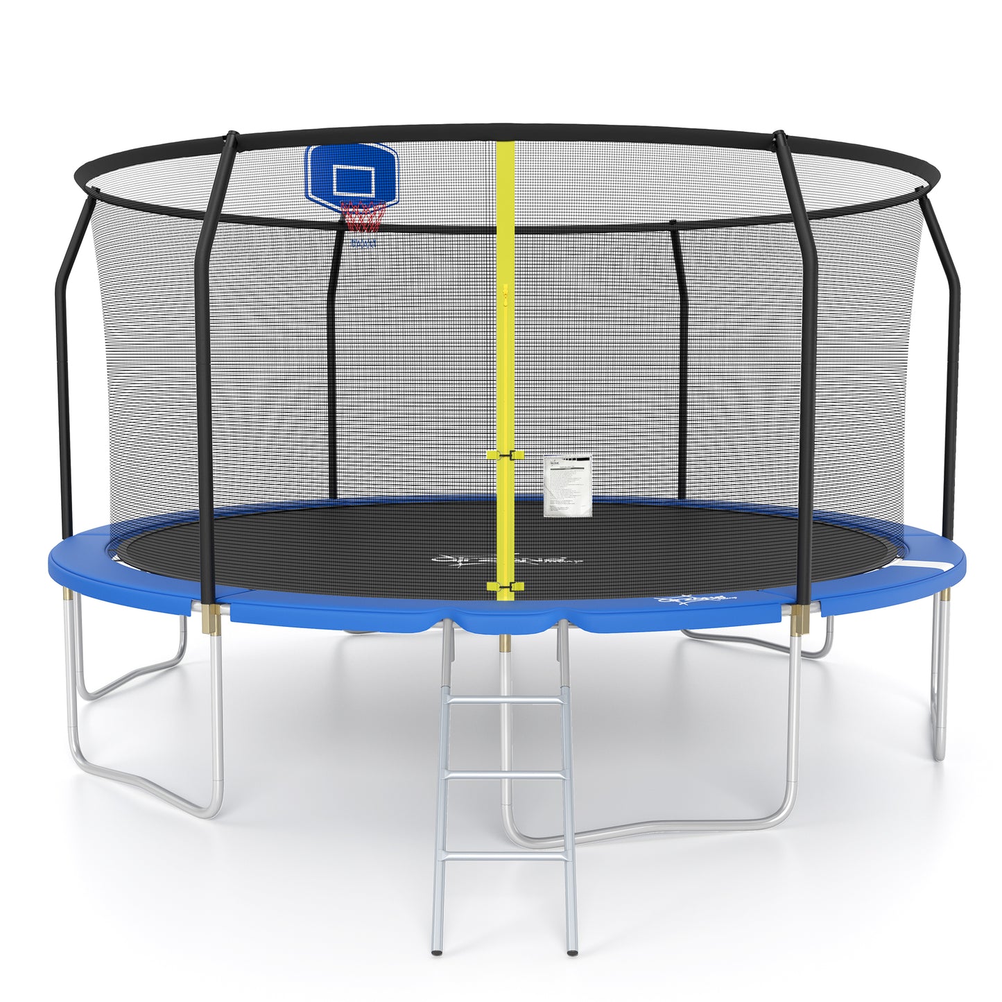 Captiva Designs Trampoline with Basketball Hoop, 14FT/15FT ASTM Approved Outdoor Trampoline with Safety Net & Ladder