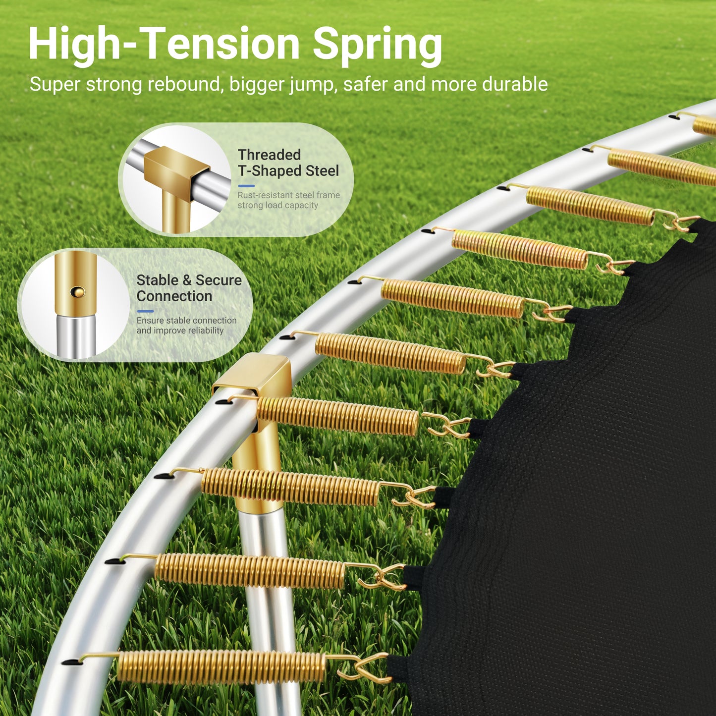 Captiva Designs Trampoline with Basketball Hoop, 14FT/15FT ASTM Approved Outdoor Trampoline with Safety Net & Ladder