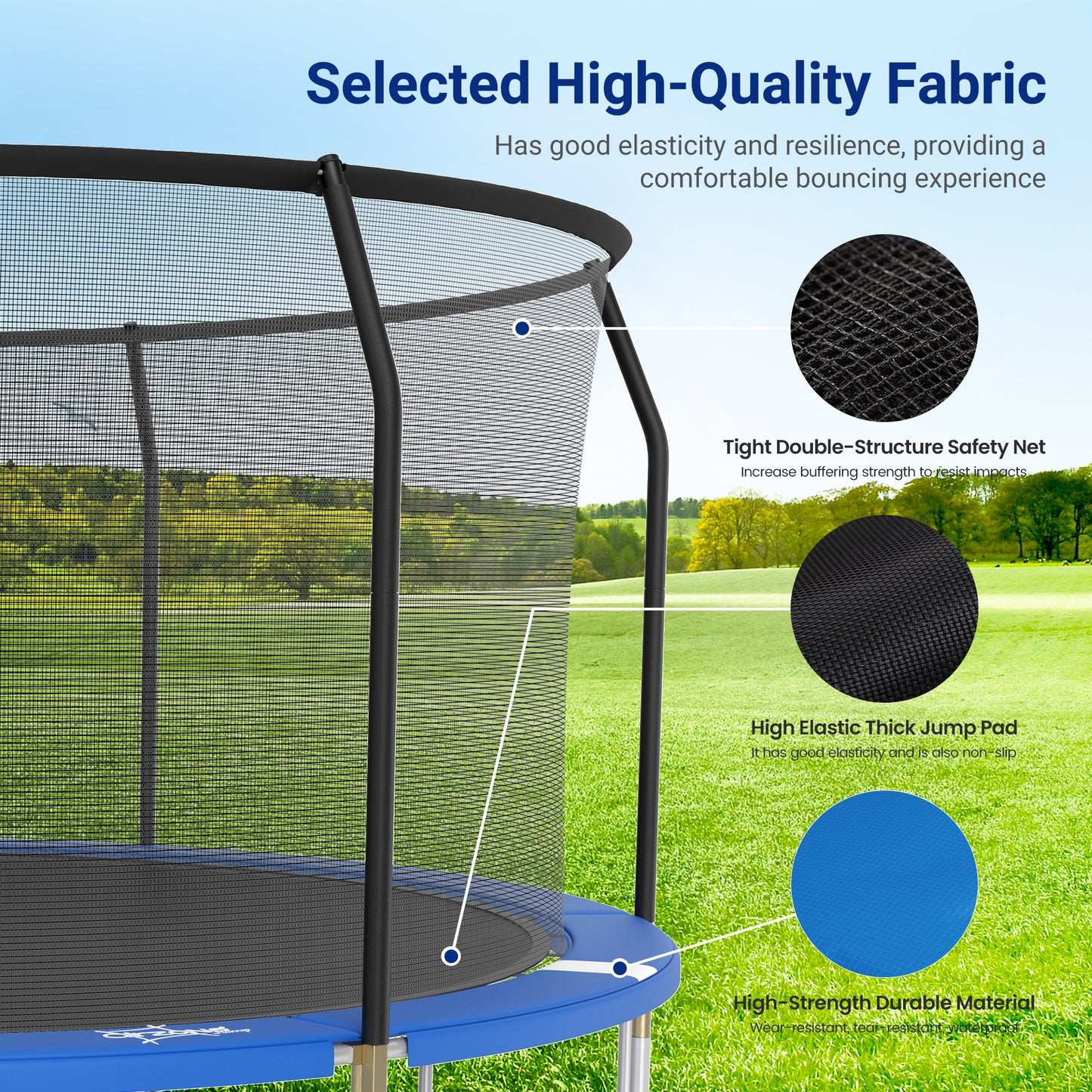 Captiva Designs Trampoline with Basketball Hoop, 14FT/15FT ASTM Approved Outdoor Trampoline with Safety Net & Ladder