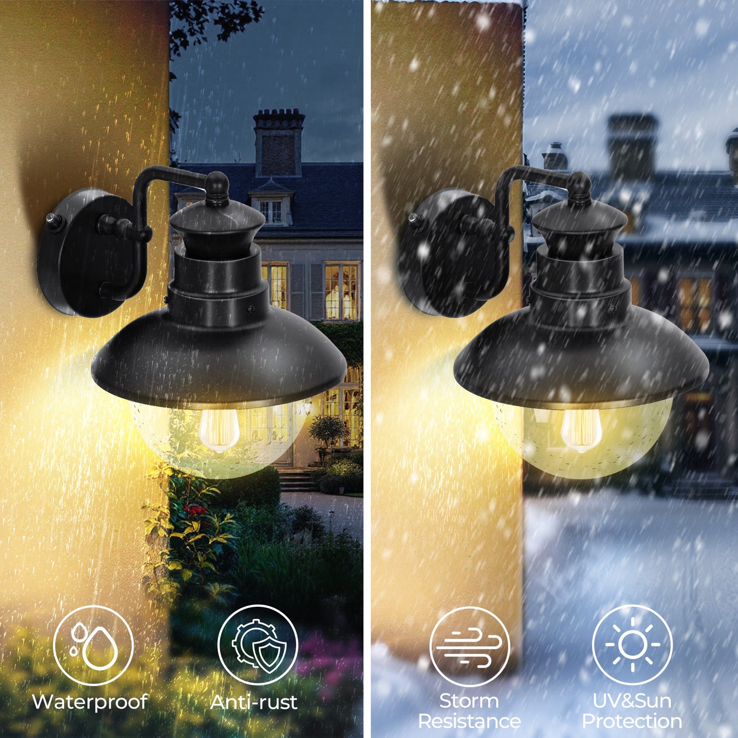 Captiva Designs Outdoor Wall Lights with Dusk to Dawn Sensor, Exterior Wall Sconce Fixtures, 2-Pack for Front Door