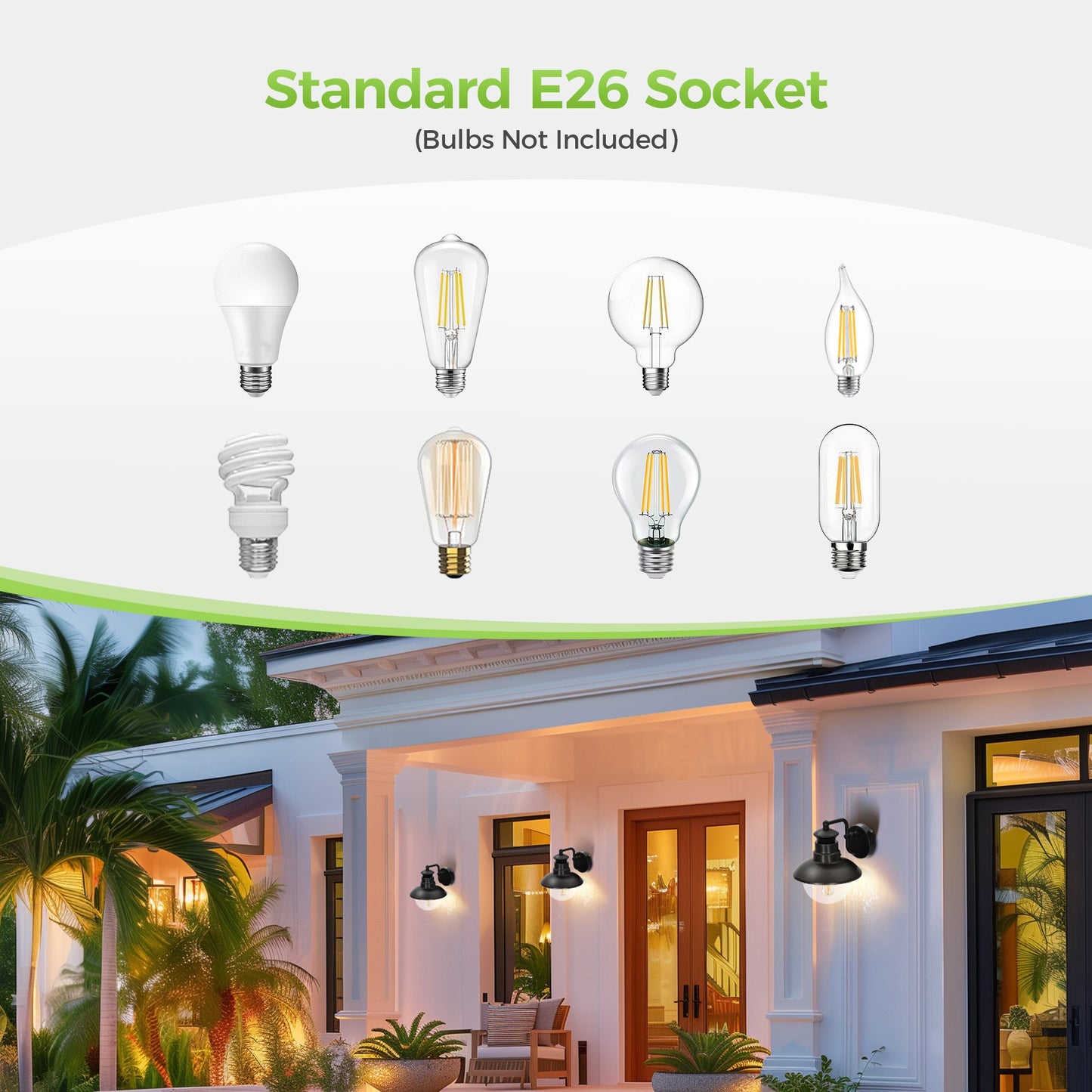 Captiva Designs Outdoor Wall Lights with Dusk to Dawn Sensor, Exterior Wall Sconce Fixtures, 2-Pack for Front Door