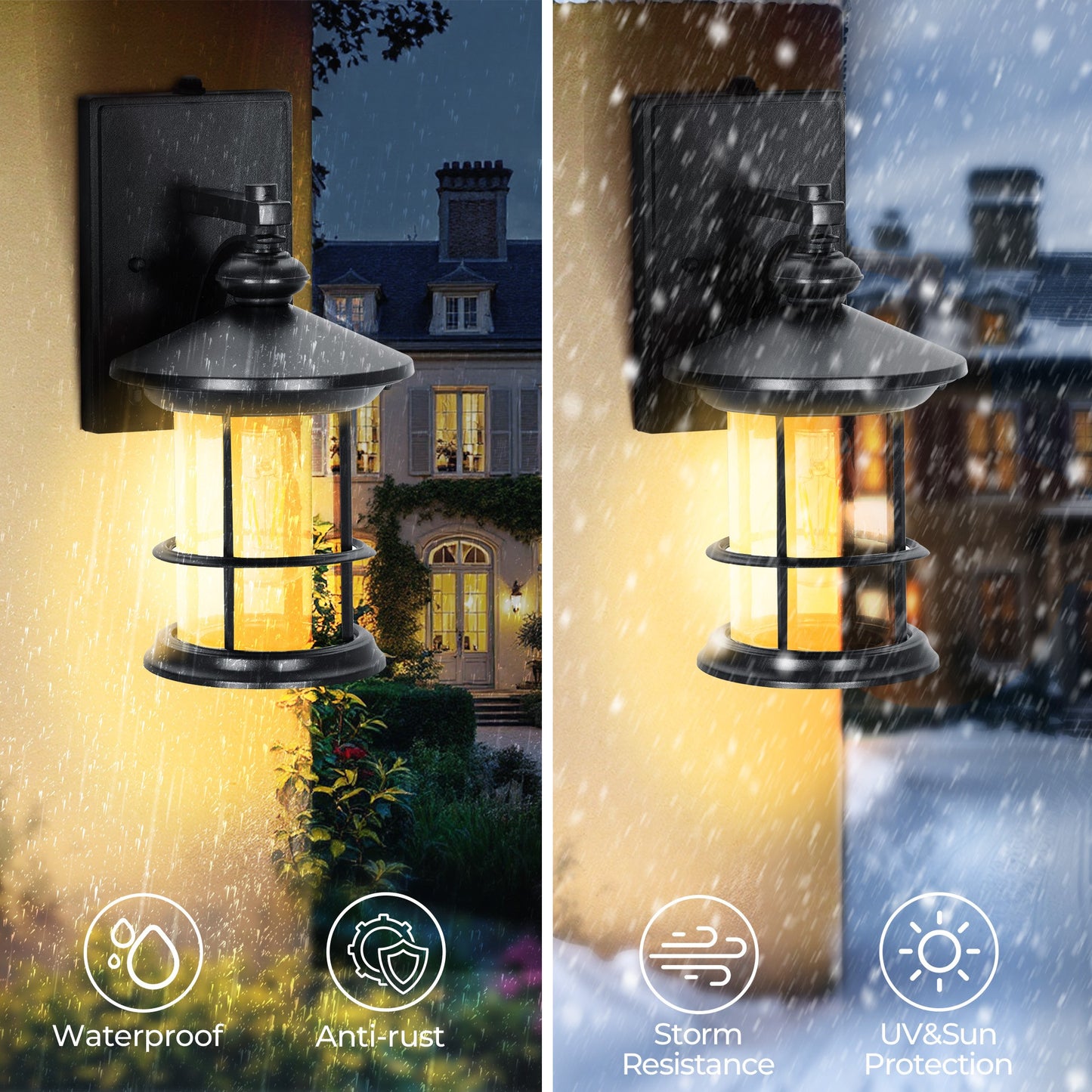 Captiva Designs Outdoor Wall Lights with Dusk to Dawn Sensor, Exterior Wall Sconce Fixtures, 2-Pack for Front Door