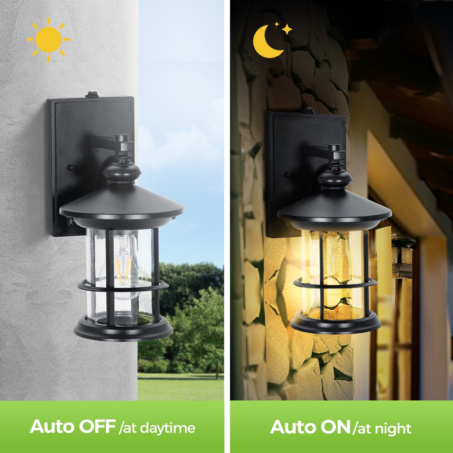 Captiva Designs Outdoor Wall Lights with Dusk to Dawn Sensor, Exterior Wall Sconce Fixtures, 2-Pack for Front Door