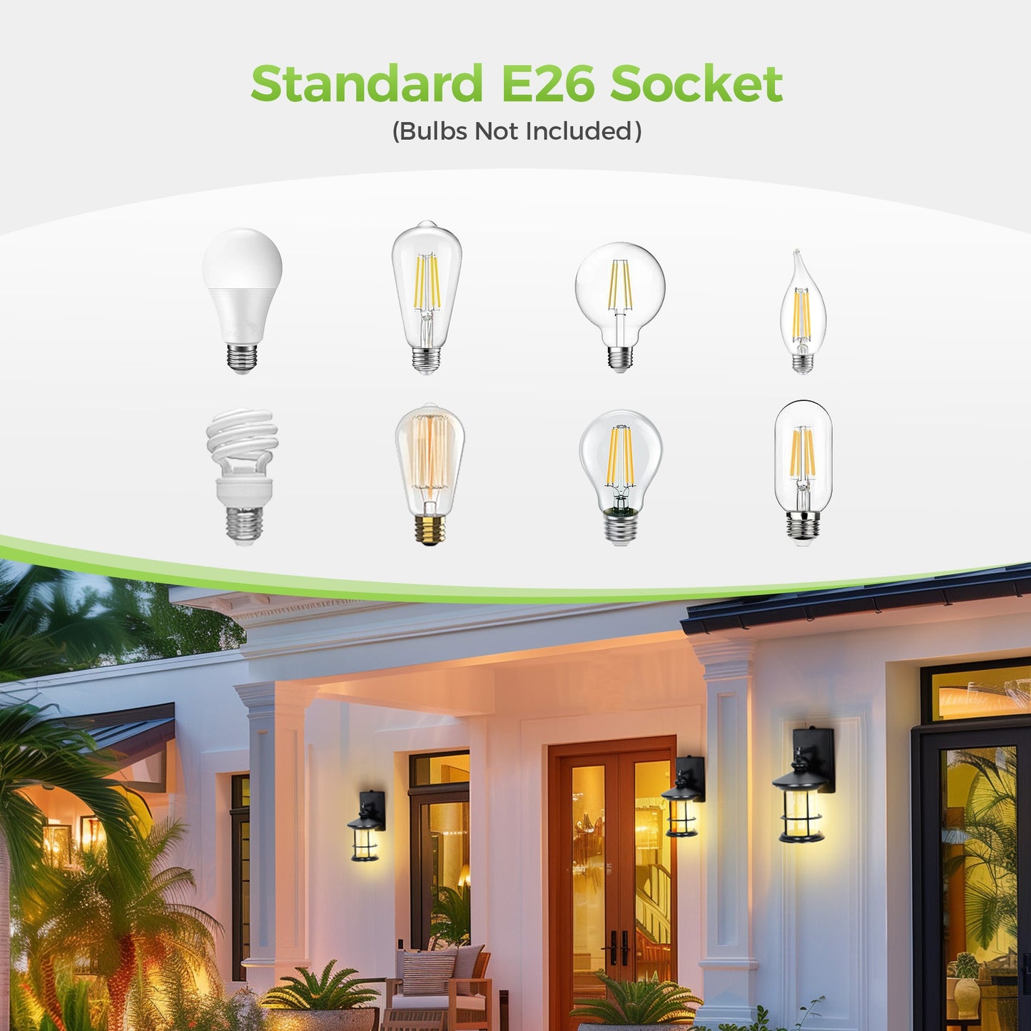 Captiva Designs Outdoor Wall Lights with Dusk to Dawn Sensor, Exterior Wall Sconce Fixtures, 2-Pack for Front Door