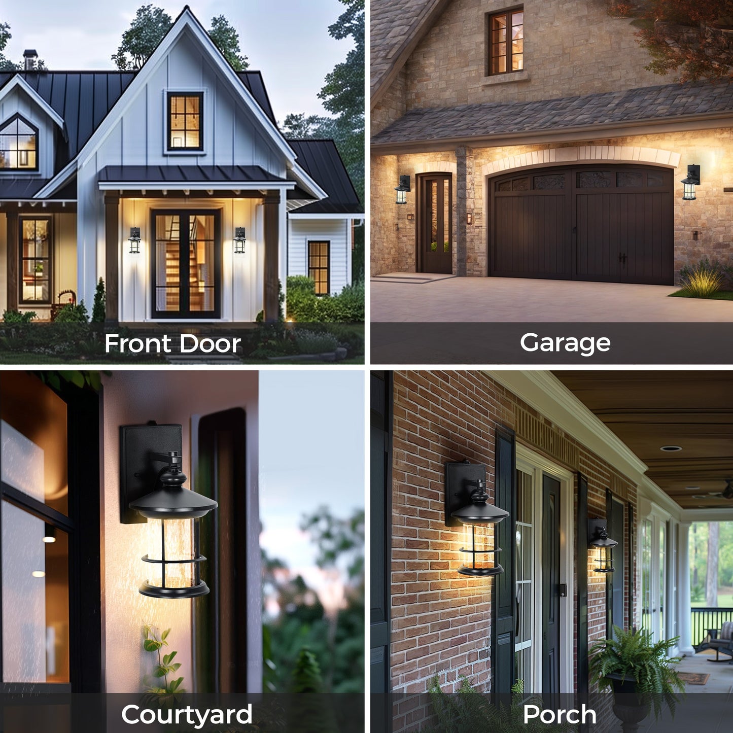 Captiva Designs Outdoor Wall Lights with Dusk to Dawn Sensor, Exterior Wall Sconce Fixtures, 2-Pack for Front Door