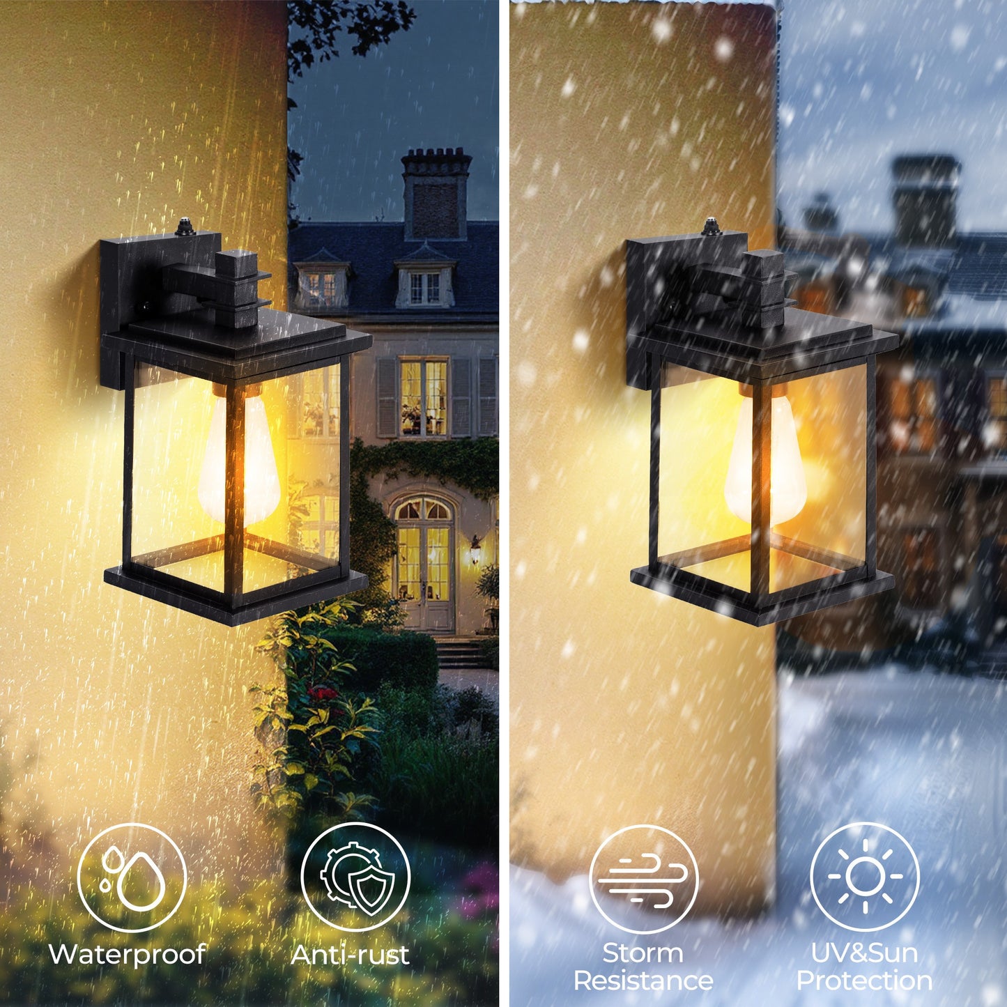 Captiva Designs Outdoor Wall Lights with Dusk to Dawn Sensor, Exterior Wall Sconce Fixtures, 2-Pack for Front Door