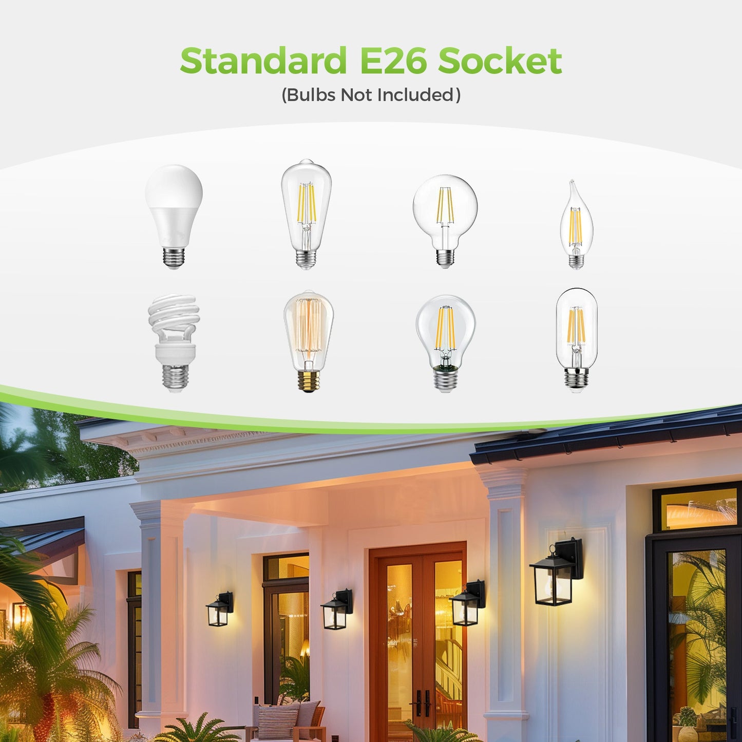 Captiva Designs Outdoor Wall Lights with Dusk to Dawn Sensor, Exterior Wall Sconce Fixtures, 2-Pack for Front Door