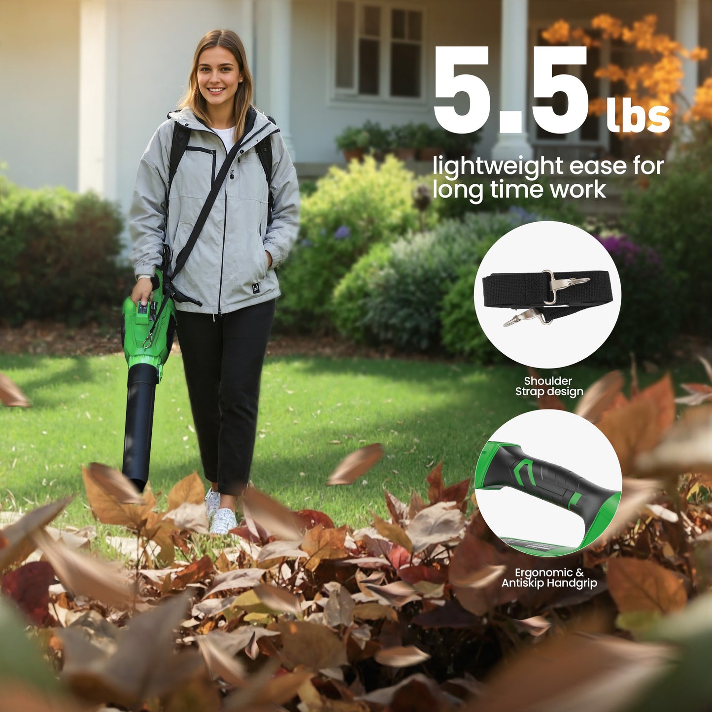 Captiva Designs Cordless Leaf Blower, 620CFM Brushless Electric Blower with Charger, 4-Speed Turbo for Lawn & Yard