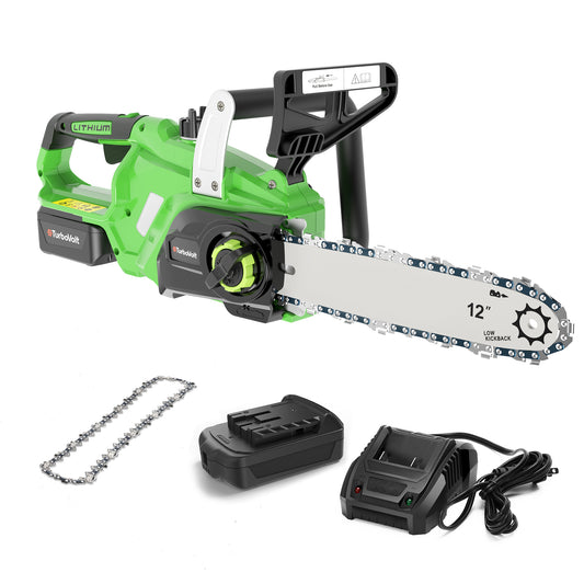 Captiva Designs 12" 20V Cordless Brushless Chainsaw with 4.0Ah Battery & Charger, Auto Lubrication, Powerful Wood Cutting & Tree Pruning