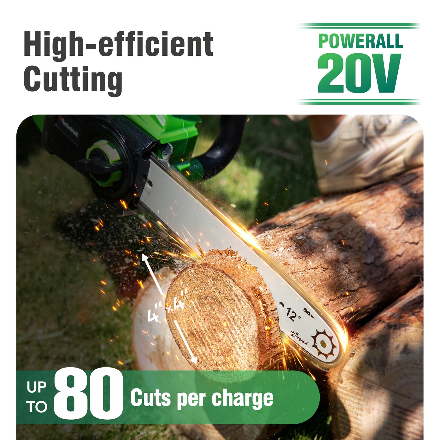 Captiva Designs 12" 20V Cordless Brushless Chainsaw with 4.0Ah Battery & Charger, Auto Lubrication, Powerful Wood Cutting & Tree Pruning
