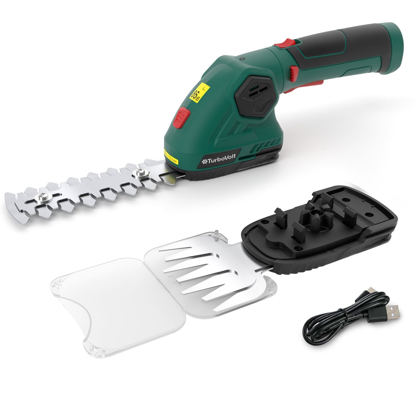 Captiva Designs Cordless 2-in-1 Grass Shear & Hedge Trimmer, 8V Rechargeable Handheld Trimmer for Lawn & Garden