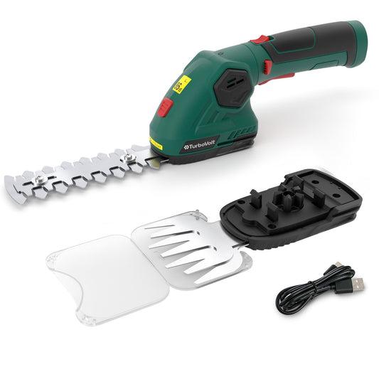 Captiva Designs Cordless 2-in-1 Grass Shear & Hedge Trimmer, 8V Rechargeable Handheld Trimmer for Lawn & Garden