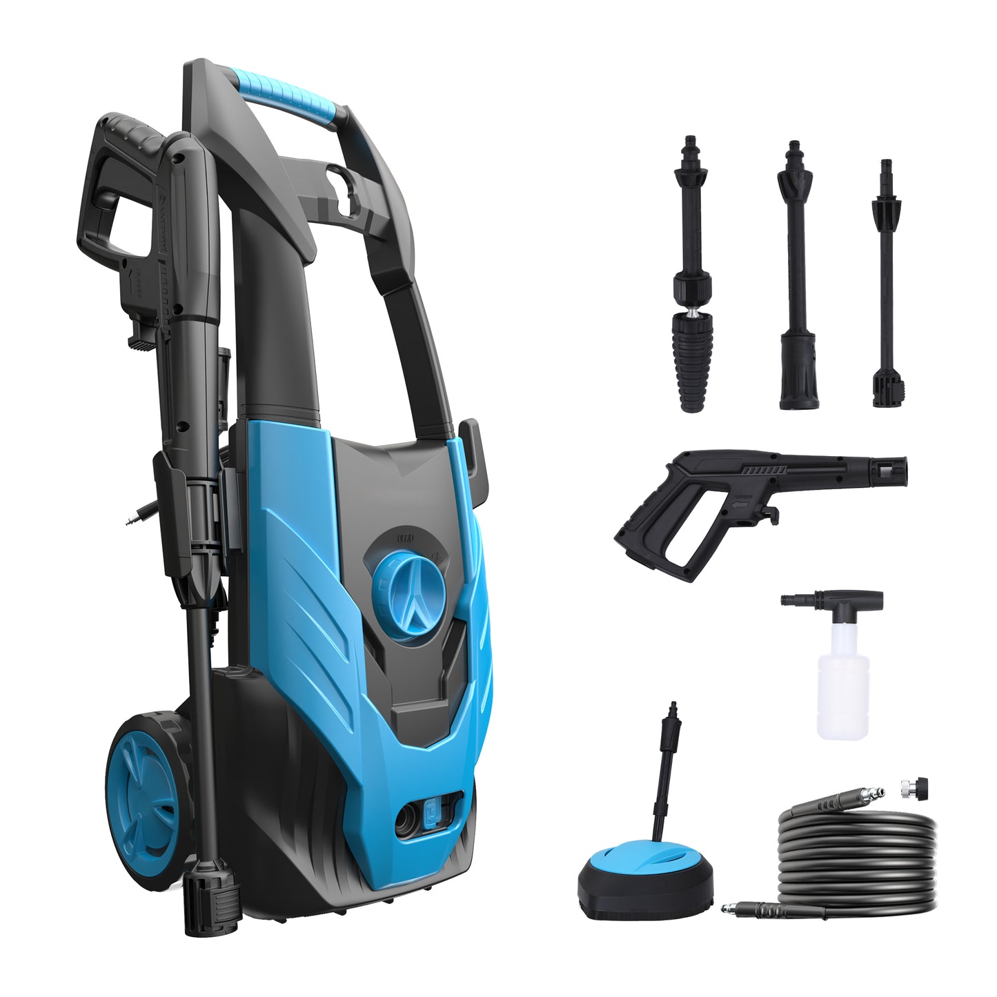 Captiva Designs Electric Pressure Washer, 1400W–2000W, 1150–2300PSI, 1.4GPM, AC120V Carbon Brush Motor