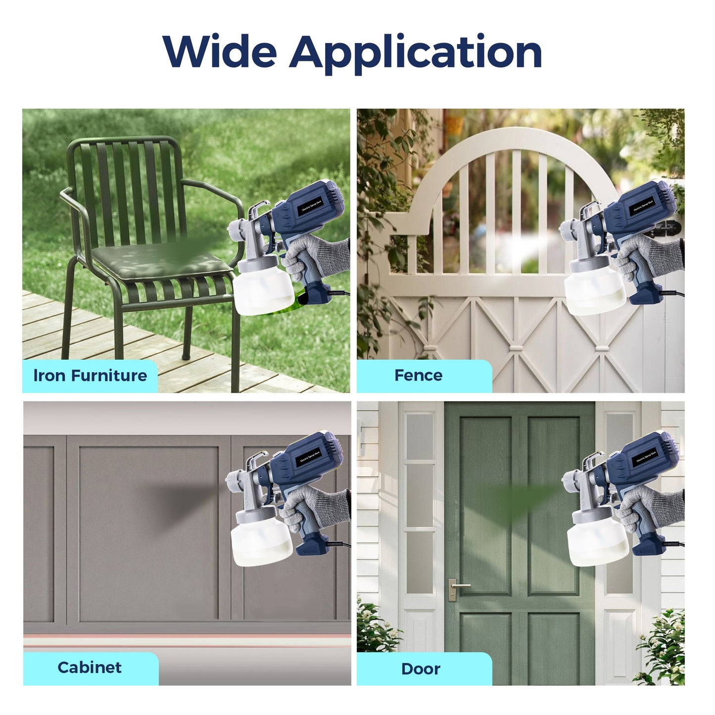 Air Gravity Paint Sprayer, 650W Electric Spray Gun with 4 Nozzles & 3 Patterns, 1000ml Gravity Feed for Furniture, Walls, Doors & Cabinets